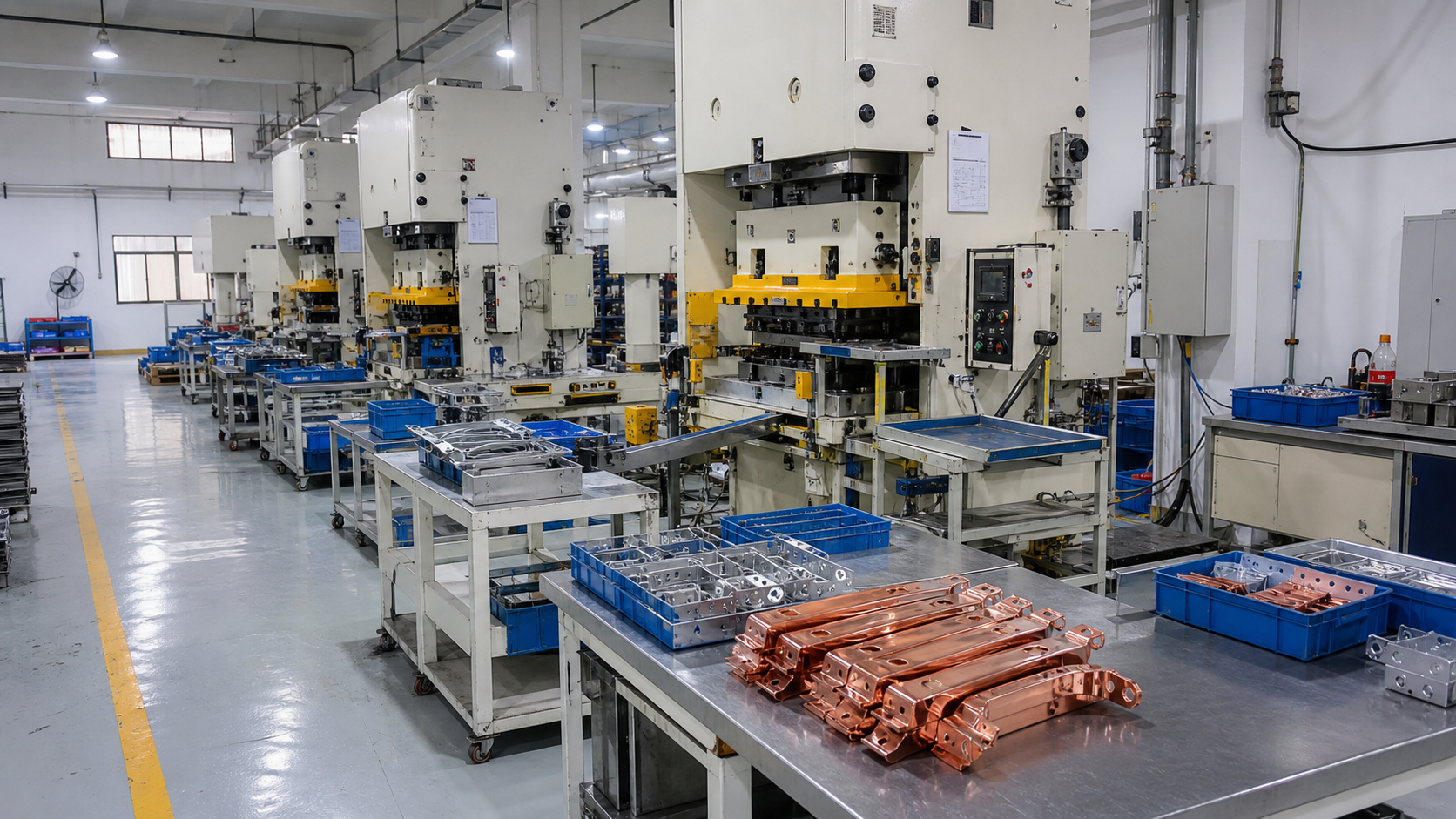Modern stamping and assembly workshop for large brackets and mounting hardware
